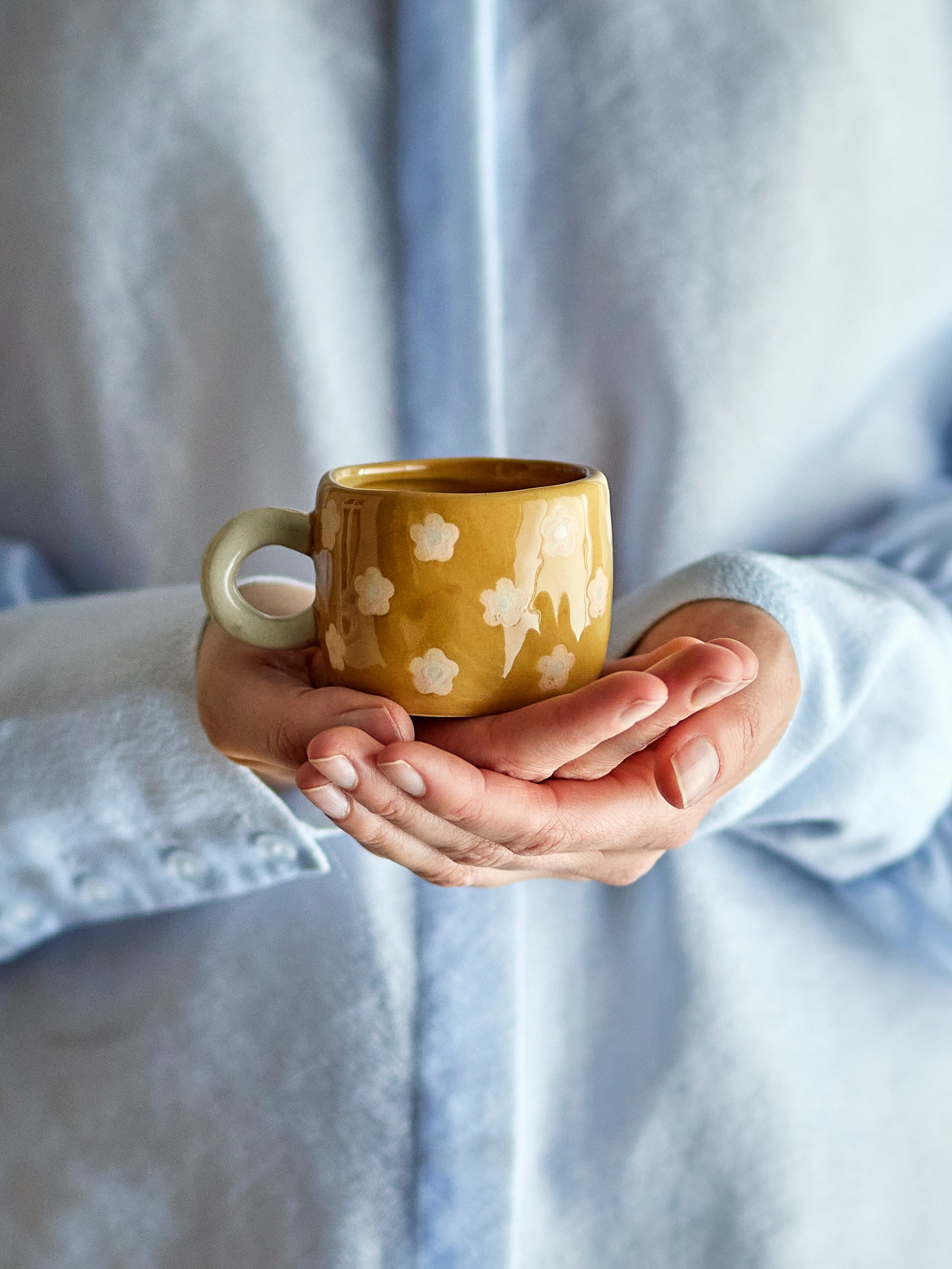 Tasse ocre - Fleurs