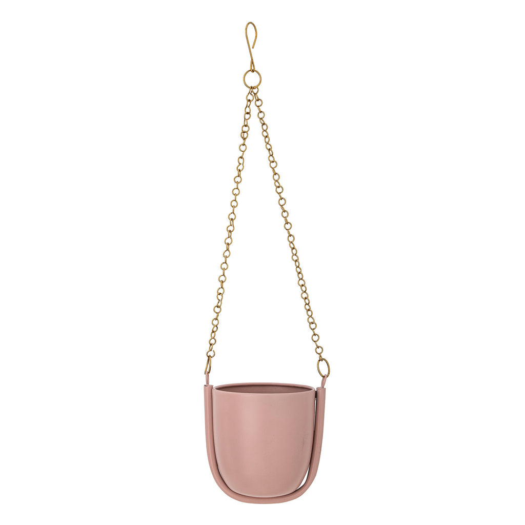 Cache pot suspendu rose