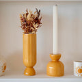 Bougeoir / vase en céramique jaune