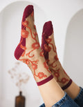 Chaussettes "Blomst Corail"