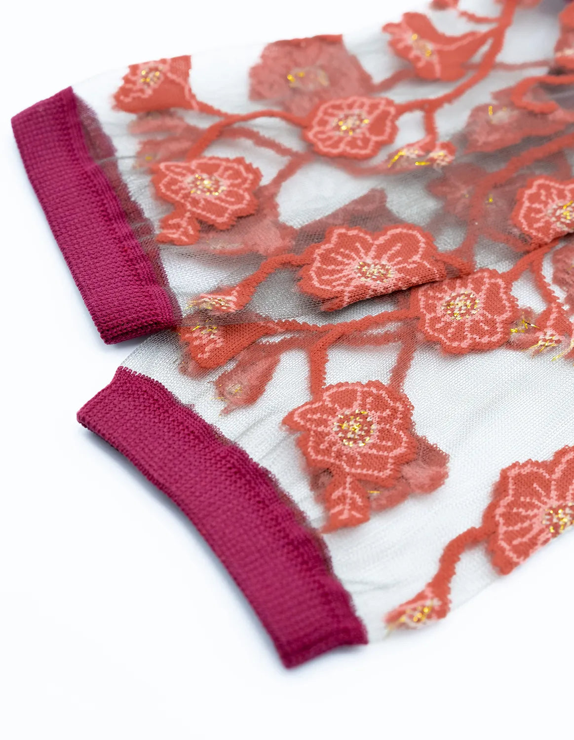 Chaussettes "Blomst Corail"
