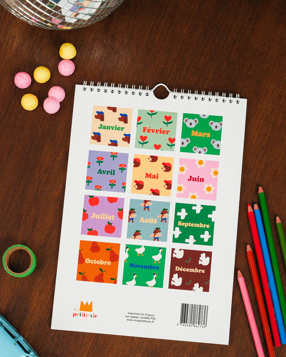 Calendrier anniversaires - Rayures