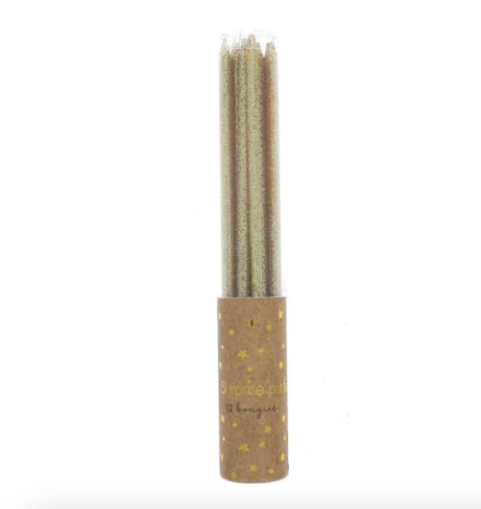 Lot 12 bougies dorées