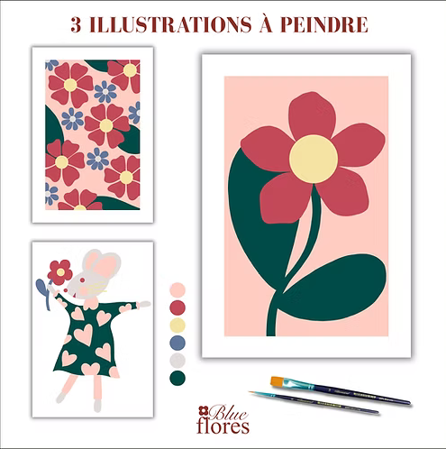 Kit de peinture aux numéros - Souricette aime les fleurs