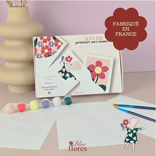 Kit de peinture aux numéros - Souricette aime les fleurs
