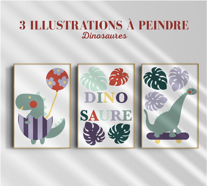 Kit de peinture aux numéros - Dinosaures