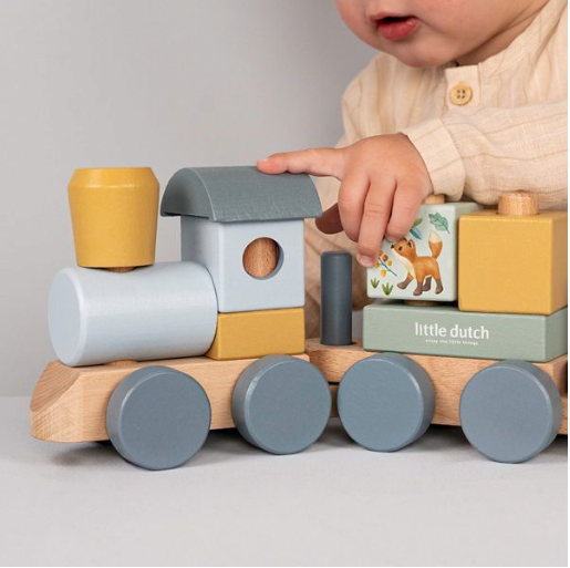 Train à blocs en bois