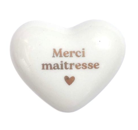 Coeur en céramique "merci maîtresse"