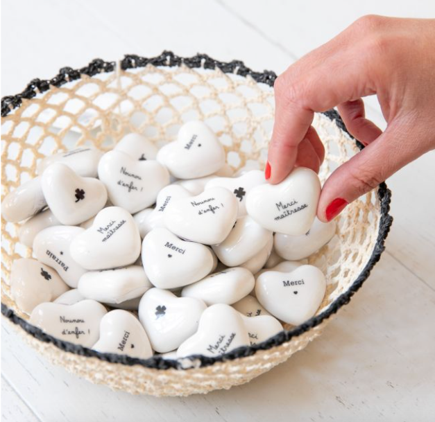 Coeur en céramique "merci maîtresse"
