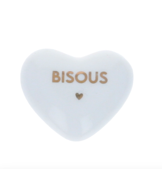 Coeur en céramique "bisous"