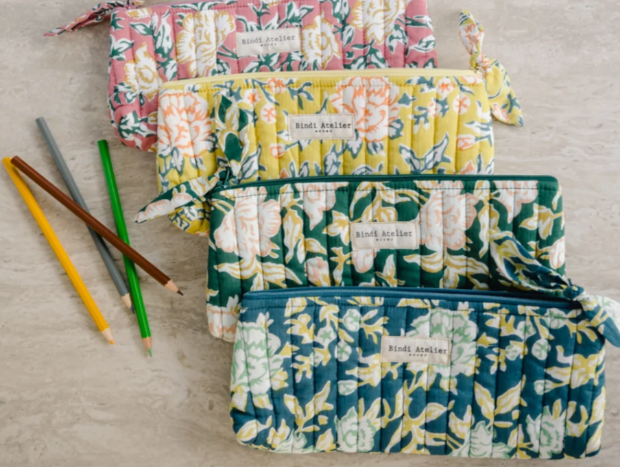 Trousse crayons - Bouquet du matin lagon