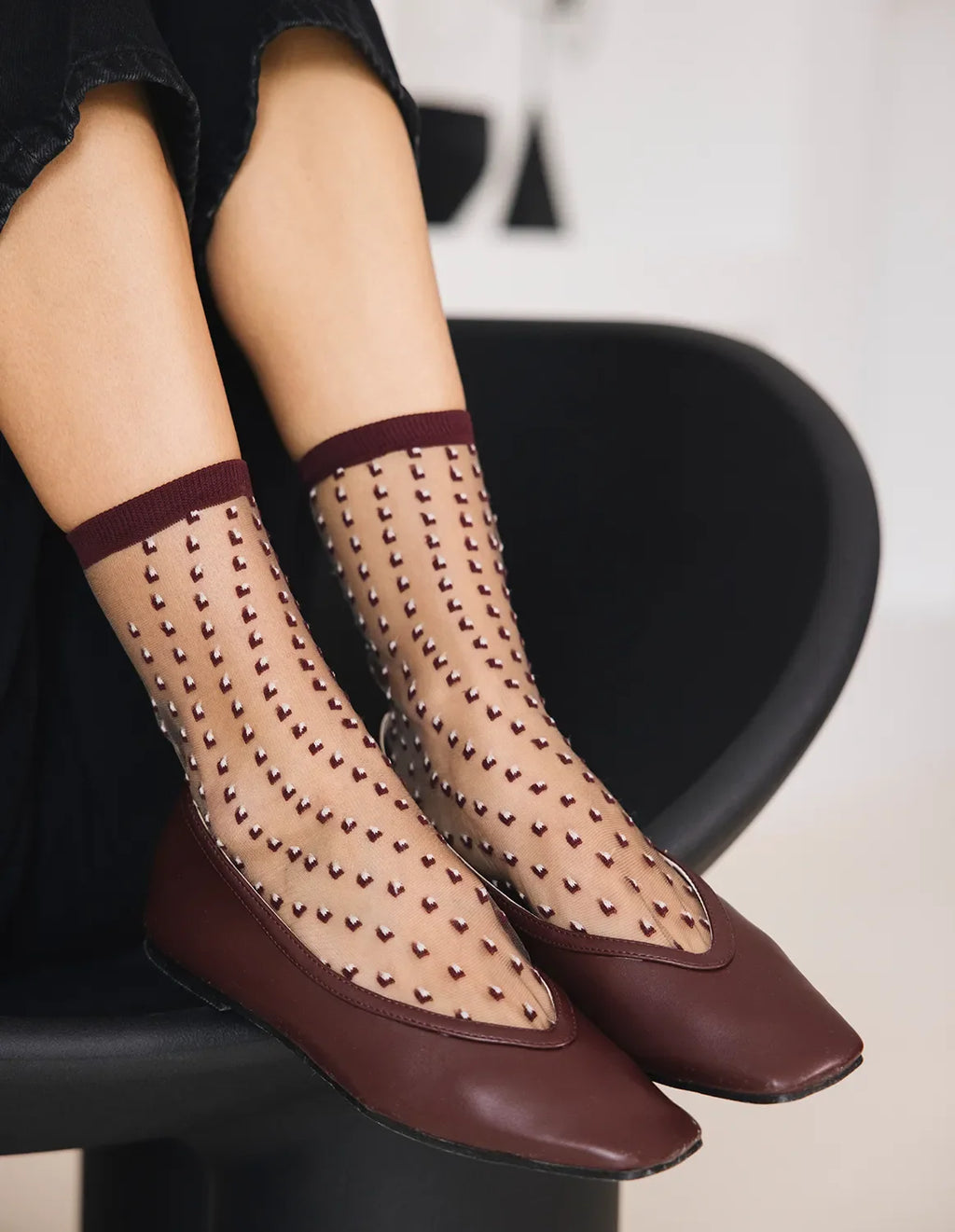 Chaussettes "crescent dunes bordeaux"