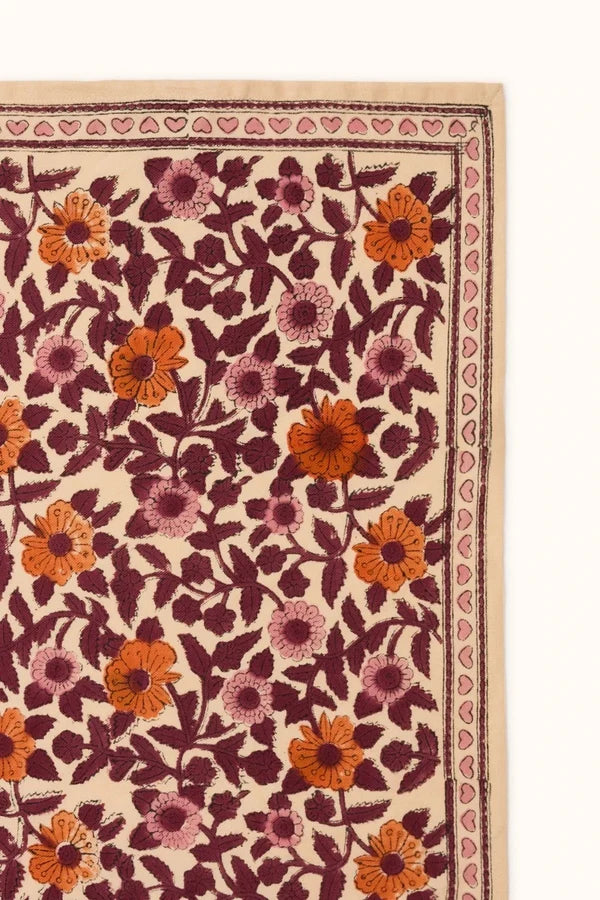 Grand foulard Indien - Coeur Flamingo