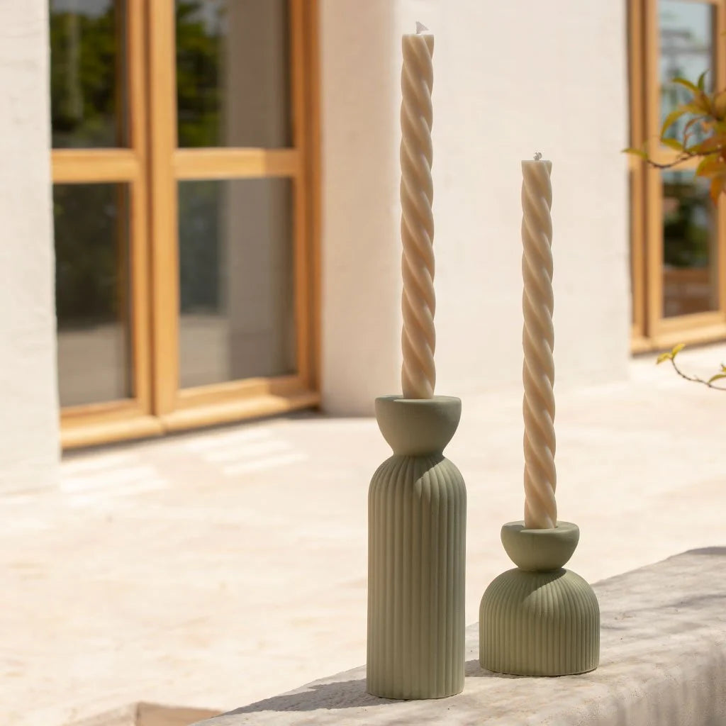 Bougeoir / Vase en céramique vert