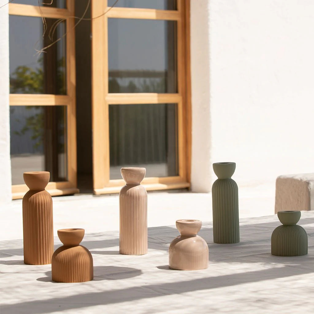 Bougeoir / Vase en céramique vert