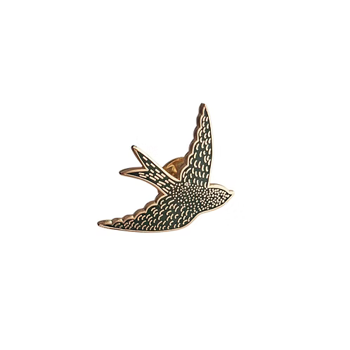 Pin's oiseau doré et vert