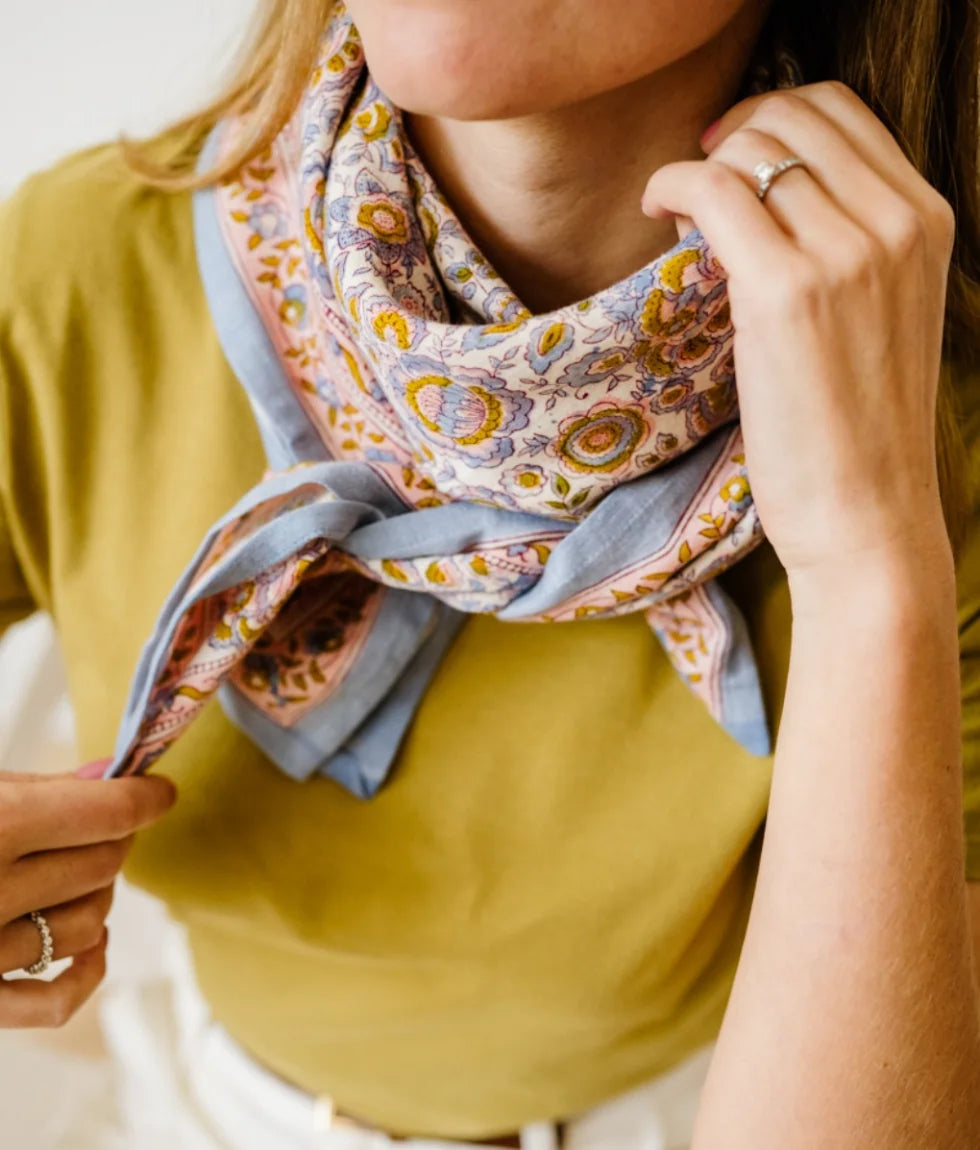 Grand foulard Indien - Garda Bleuet