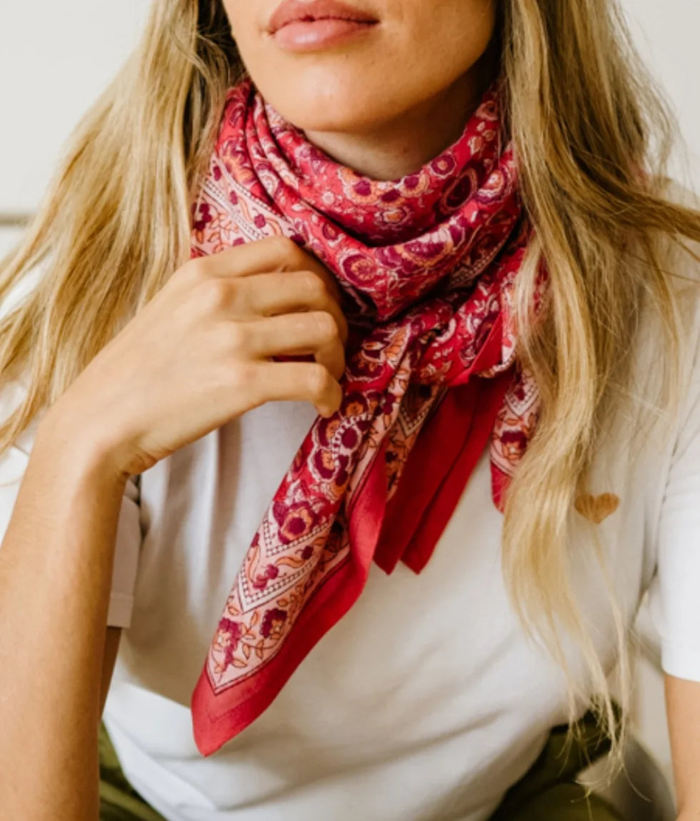Grand foulard Indien - Garda Framboise