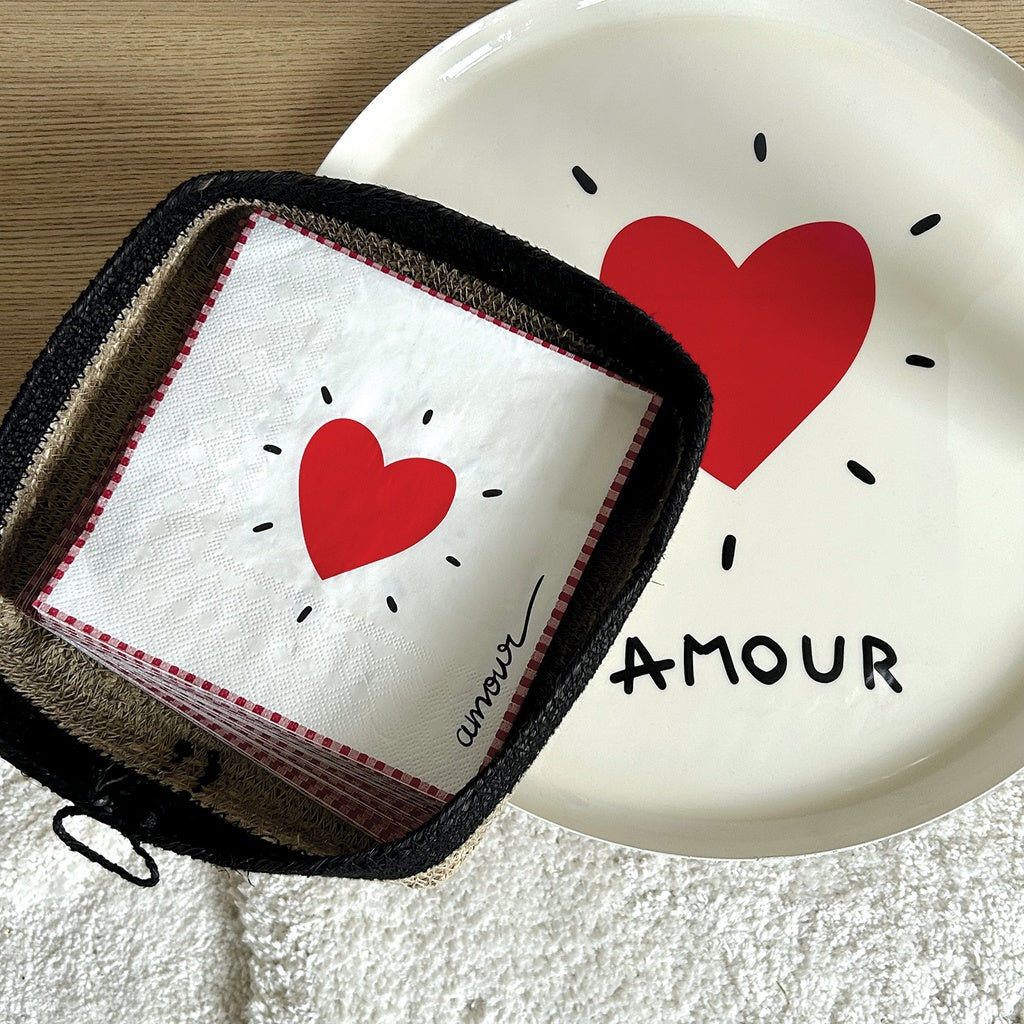 Serviettes en papier - Coeur rouge
