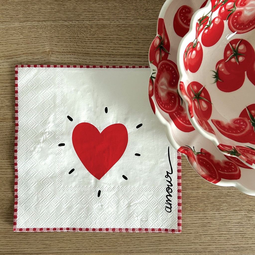 Serviettes en papier - Coeur rouge