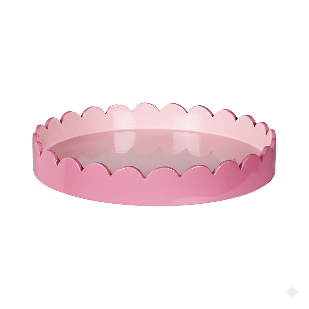 Plateau ondulé rond rose