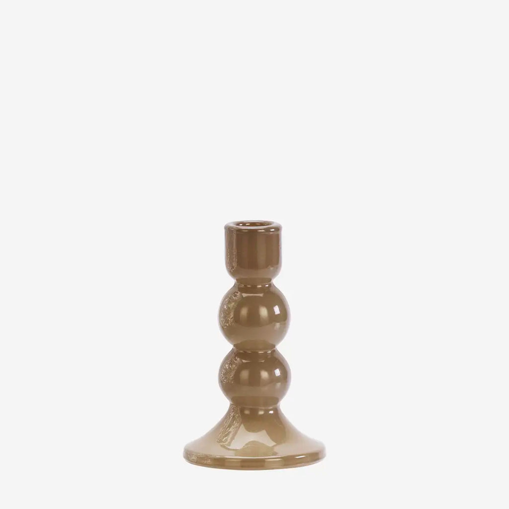 Bougeoir en verre - Taupe
