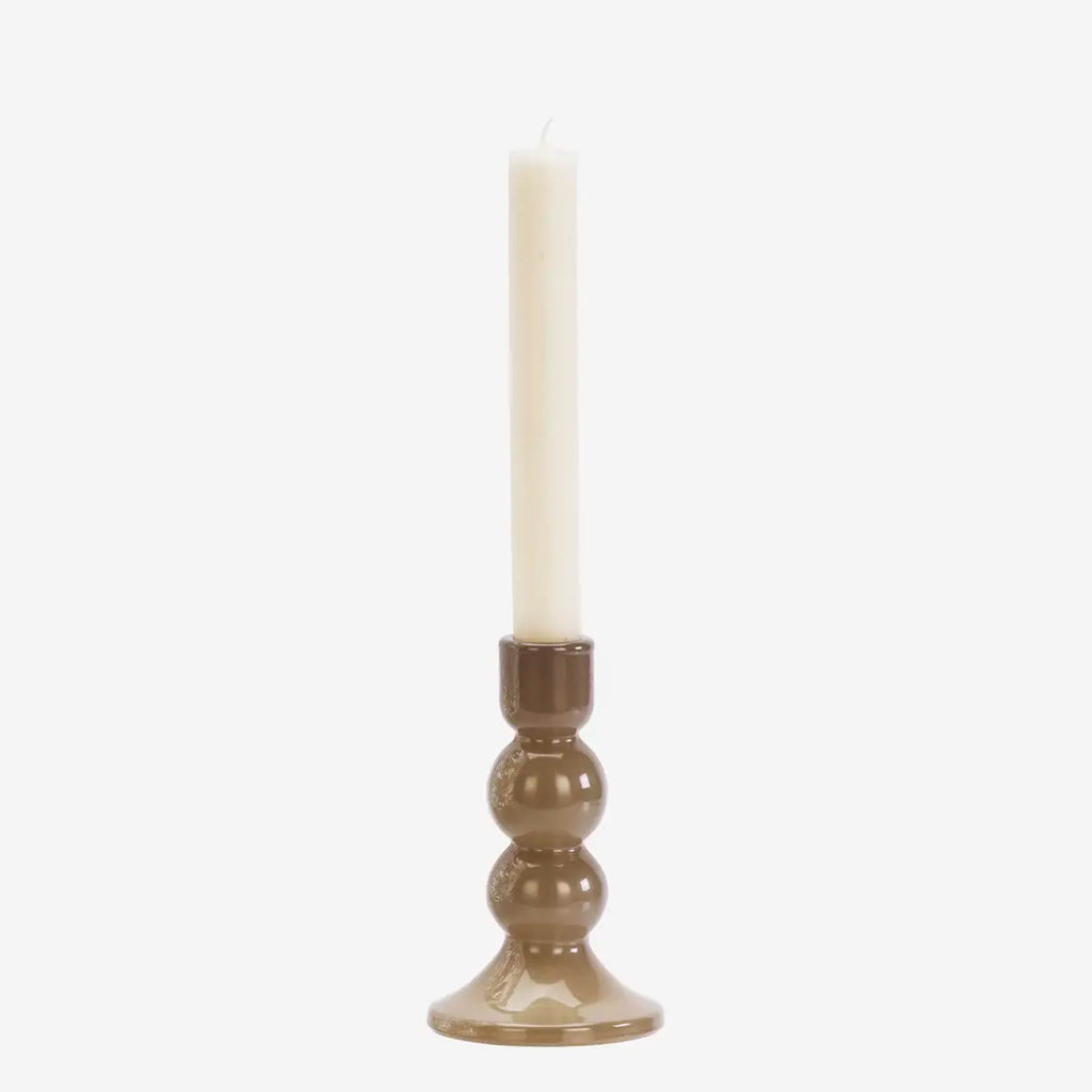 Bougeoir en verre - Taupe