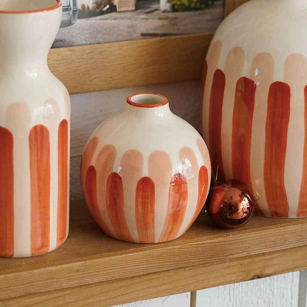 Vase soliflore - Rayures terracotta/rose