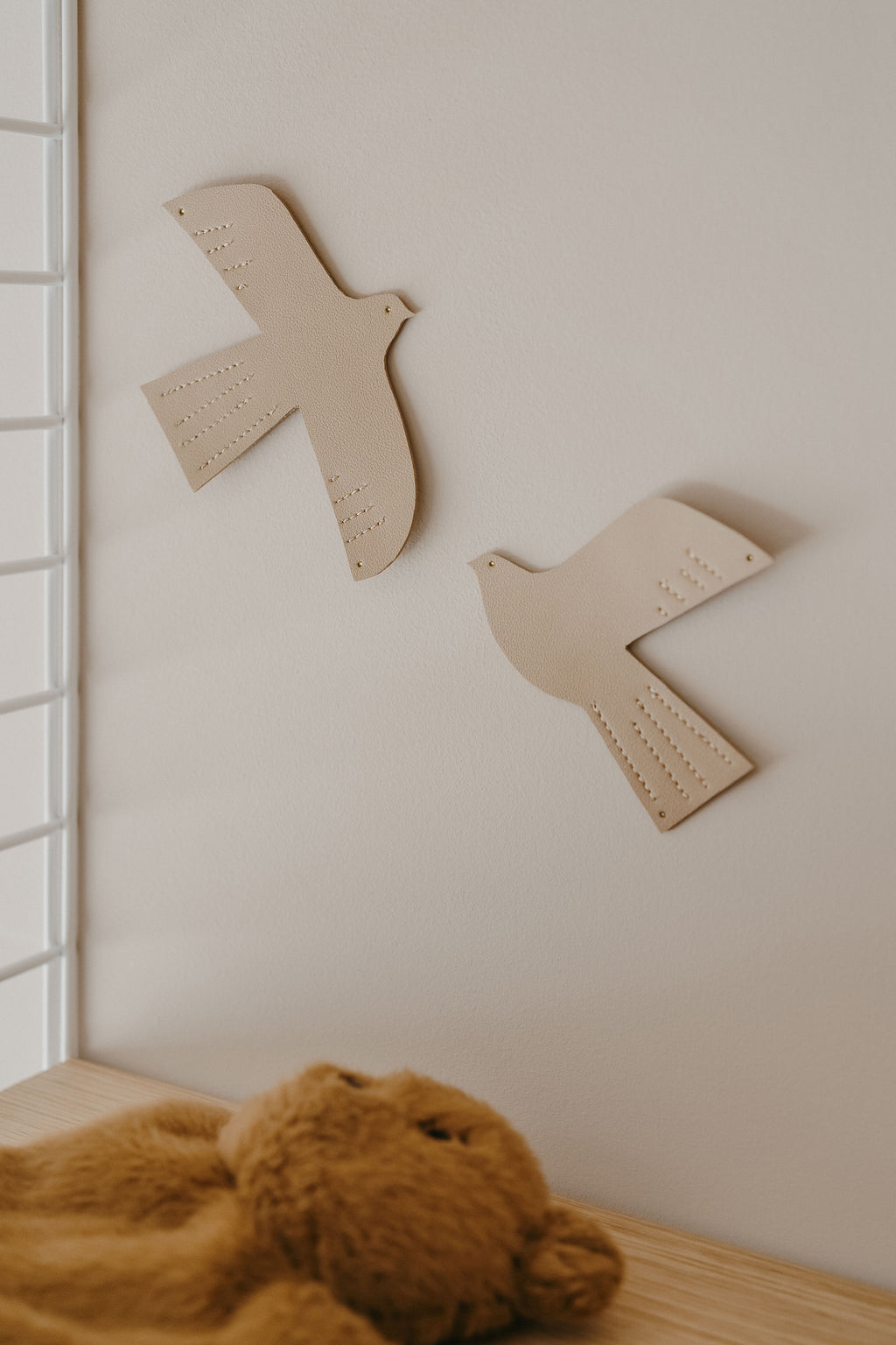 Oiseau en cuir - Beige
